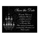 Black with White Chandelier Save the Date Post Card