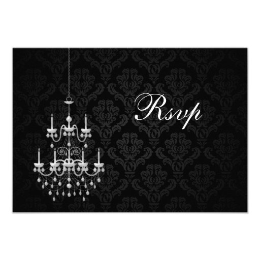 Black with White Chandelier Silhouette Announcement