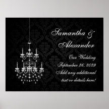 Black with White Chandelier Silhouette Posters