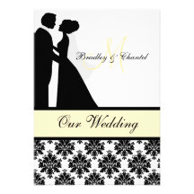 Black, Yellow, and White Couple Wedding Invitation