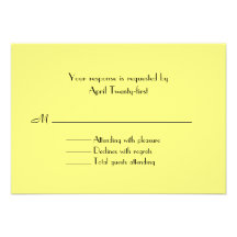 Black & Yellow Wedding RSVP Card Invitations