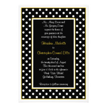 Black, Yellow, & White Polka Dot Invitation
