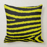 Black Yellow Zebra Print Throw Pillow
