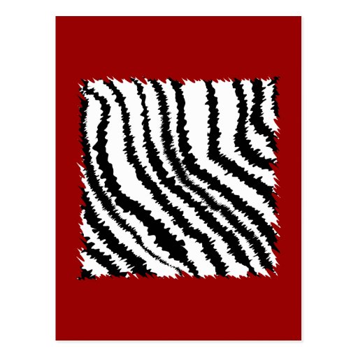Black Zebra Print Pattern on Deep Red. Postcards