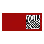 Black Zebra Print Pattern on Deep Red. Full Color Rack Card