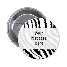 Black Zebra Print Pattern. Pinback Button