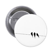 Blackbirds Silhouette on Wire Button