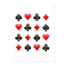 Blackjack / Poker Card Suits: Vector Art: Postcard