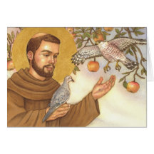 blank note card St Francis & birds