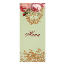 Blenheim Rose- Elegant Sage Green Menu Personalized Invitations