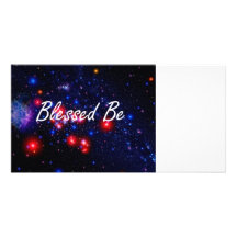 Blessed Be saying against dark space image Picture Card