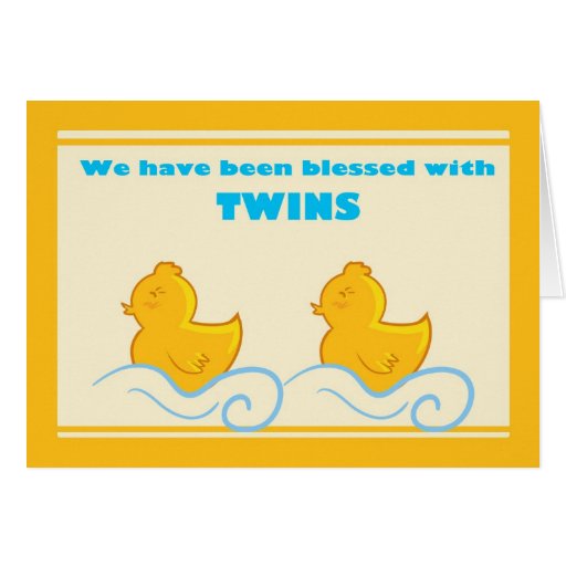 Blessed with twins ducky announcement card