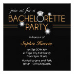 Bling Ring Orange Bachelorette Party Personalized Invitations