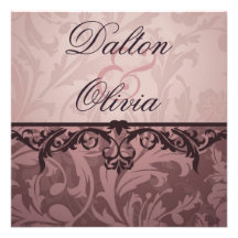 Blissful Brocade Pink Floral Wedding Invitation