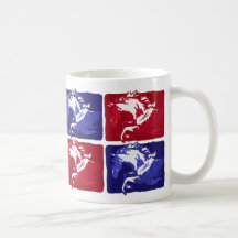block horses in red and blue mug