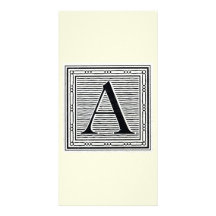 Block Letter "A" Woodcut Woodblock Initial Personalized Photo Card