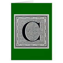 Block Letter "C" Woodcut Woodblock Inital Cards
