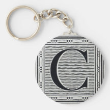 Block Letter "C" Woodcut Woodblock Inital Keychains