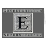 Block Letter "E" Woodcut Woodblock Inital Card