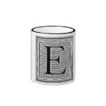 Block Letter "E" Woodcut Woodblock Inital Coffee Mugs
