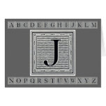 Block Letter "J" Woodcut Woodblock Inital Card