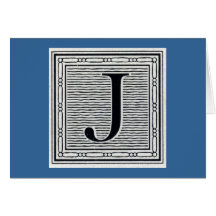 Block Letter "J" Woodcut Woodblock Inital Cards