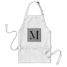 Block Letter "M" Woodcut Woodblock Inital Aprons