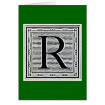 Block Letter "R" Woodcut Woodblock Inital Cards