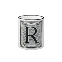 Block Letter "R" Woodcut Woodblock Inital Mug