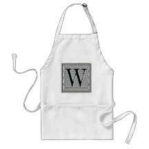 Block Letter "W" Woodcut Woodblock Inital Apron