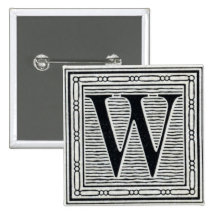 Block Letter "W" Woodcut Woodblock Inital Pins