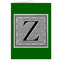 Block Letter "Z" Woodcut Woodblock Inital Cards