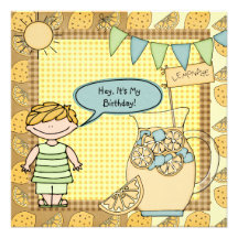 Blond Hair Boy Summer Lemonade Birthday Invite