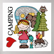 Blond Hair Girl I Love Camping Print