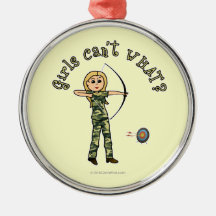 Blonde Archery in Camouflage Christmas Tree Ornaments