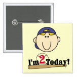 Blonde Boy Baseball 2nd Birthday Tshirts Button