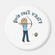 Blonde Female Archery in Blue Refrigerator Magnets
