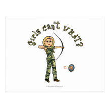 Blonde Female Archery in Camouflage Post Cards