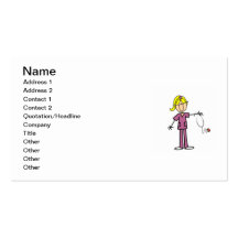 Blonde Female Stick Figure Nurse Business Card