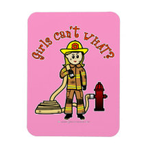 Blonde Firefighter Girl Vinyl Magnet