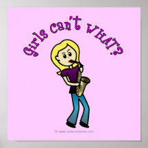 Blonde Girl Playing Saxophone Print