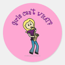 Blonde Girl Playing Saxophone Stickers