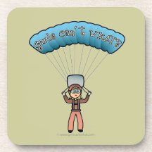 Blonde Girl Sky Diver Beverage Coasters
