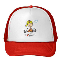 Blonde Girl Stick Figure I Love Soccer Gifts Trucker Hats