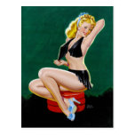 Blonde in Blue Slippers Pin Up Post Cards