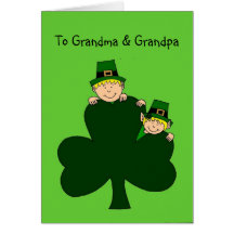 blonde kids with shamrocks on green card
