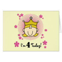 Blonde Princess 4th Birthday Tshirts and Gifts Cards