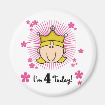 Blonde Princess 4th Birthday Tshirts and Gifts Refrigerator Magnets