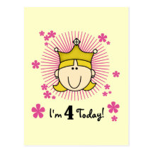 Blonde Princess 4th Birthday Tshirts and Gifts Postcard