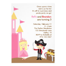 Blonde Princess and Pirate Invitation